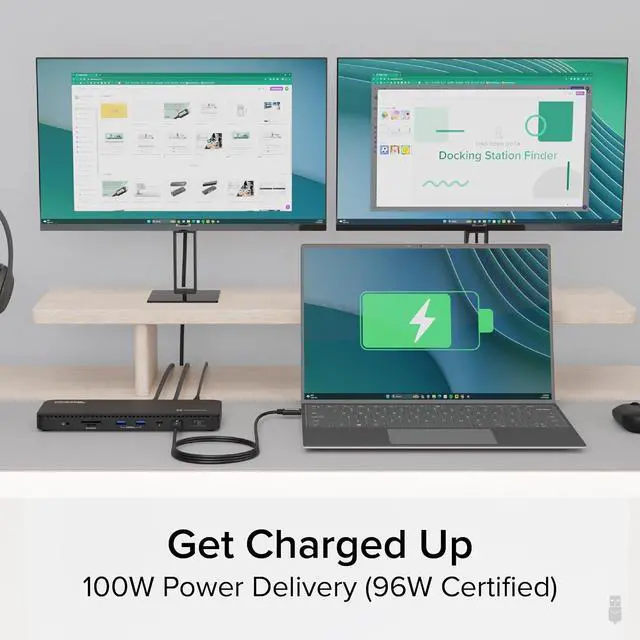Alt view image 6 of 7 - Plugable Thunderbolt 4 Dock, 100W Charging (96W Certified), Dual HDMI Docking Station for Windows and Mac, Single 8K or Dual 4K 60Hz, 40Gbps, 13 Ports with Ethernet, SD/microSD (TBT4-UD5)