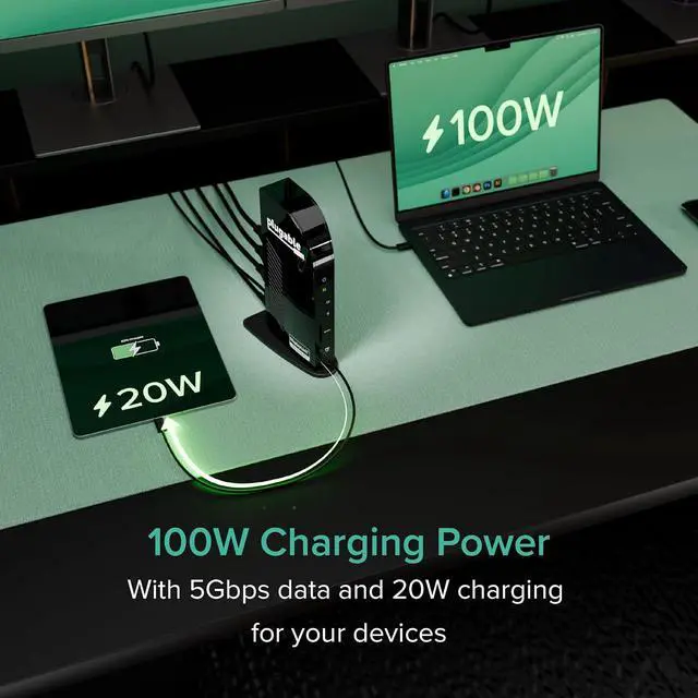 Alt view image 4 of 7 - Plugable USB-C Triple Monitor Docking Station: 13-in-1 Laptop Dock with 100W Charging for Mac (DisplayLink Driver Required), Windows, Chrome, 3 HDMI, Gigabit Ethernet, SD, USB-C 20W, 4 USB - UD-ULTCDL