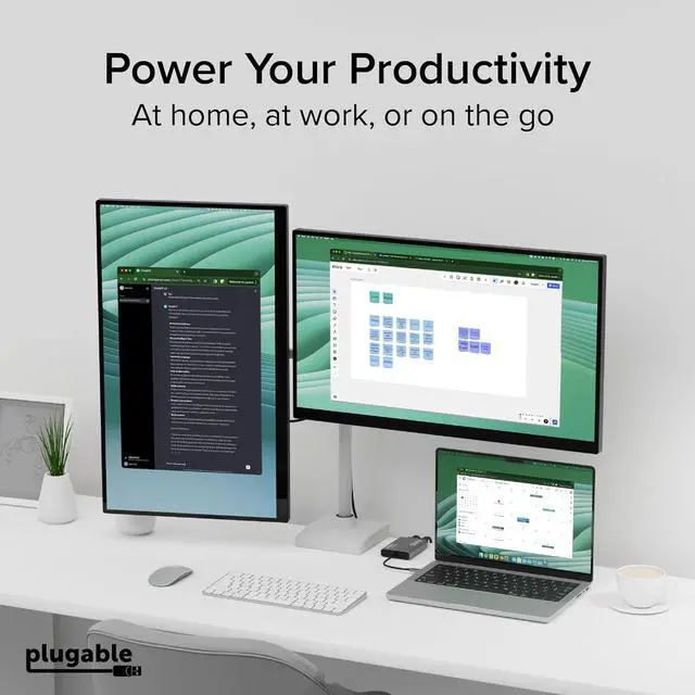 Alt view image 7 of 7 - Plugable USB C to HDMI Adapter, Dual Monitor 4K 60Hz for Apple Mac M1/M2/M3/M4/M5/Neo, DisplayLink Multiple Displays for Thunderbolt MacBook or iMac, Driver Required (USBC-6950M)