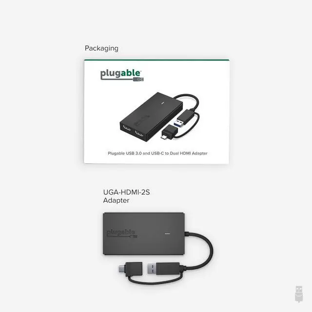 Alt view image 7 of 7 - Plugable Dual HDMI Monitor Adapter for M1-M5 & Neo macOS, Windows, ChromeOS - USB-C, Thunderbolt, USB 3.0 Compatible, Supports 2 Displays at 1080p 60Hz, SMI Driver Required