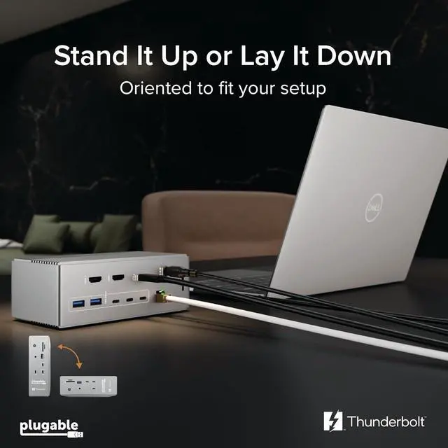 Alt view image 7 of 7 - Plugable Thunderbolt 5 Dock: 16-in-1, Dual HDMI 2.1 Up to 8K 60Hz / 4K 144Hz, 140W Laptop Charging, 2.5GbE, Fanless, Driverless TAA Compliant Docking Station for MacBook Pro/Air & Windows (TBT-UDH2)