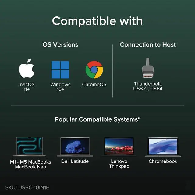 Alt view image 5 of 7 - Plugable USB C Hub: 10-in-1 Multiport Adapter (8K/4K 144Hz HDMI 2.1, 2.5G Ethernet, 140W Charging, 10Gbps Data) Driverless IT Deployment for MacBook Pro/Air Windows Thunderbolt Chromebook, USBC-10IN1E