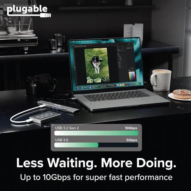 Alt view image 7 of 7 - Plugable USB C Hub: 10-in-1 Multiport Adapter (8K/4K 144Hz HDMI 2.1, 2.5G Ethernet, 140W Charging, 10Gbps Data) Driverless IT Deployment for MacBook Pro/Air Windows Thunderbolt Chromebook, USBC-10IN1E