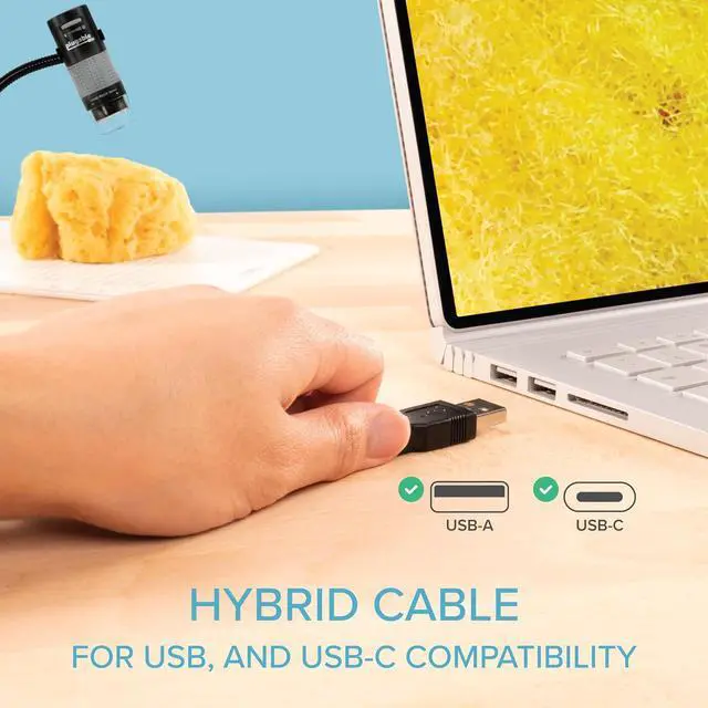 Alt view image 3 of 7 - Plugable USB Digital Microscope 250x, 2MP Micro Camera with Flexible Arm Stand - Handheld USB & USB-C Microscope, Windows, Mac, ChromeOS, Linux, Android, iPad Compatible