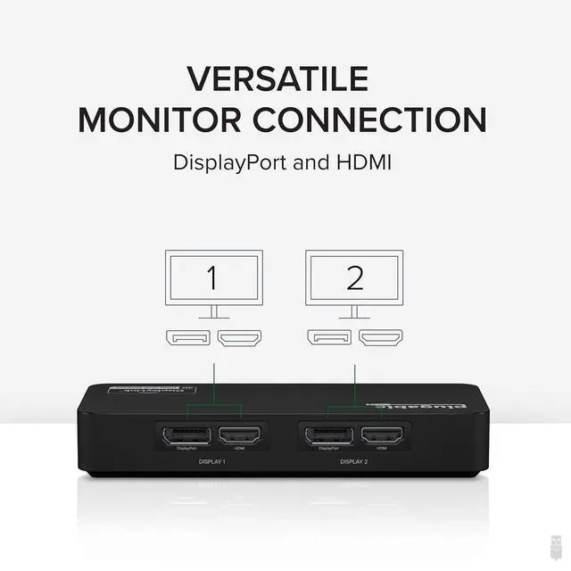 Alt view image 3 of 7 - Plugable 4K DisplayPort and HDMI Dual Monitor Adapter for USB 3.0 and USB-C, Compatible with Windows