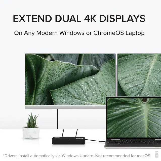 Alt view image 2 of 7 - Plugable 4K DisplayPort and HDMI Dual Monitor Adapter for USB 3.0 and USB-C, Compatible with Windows