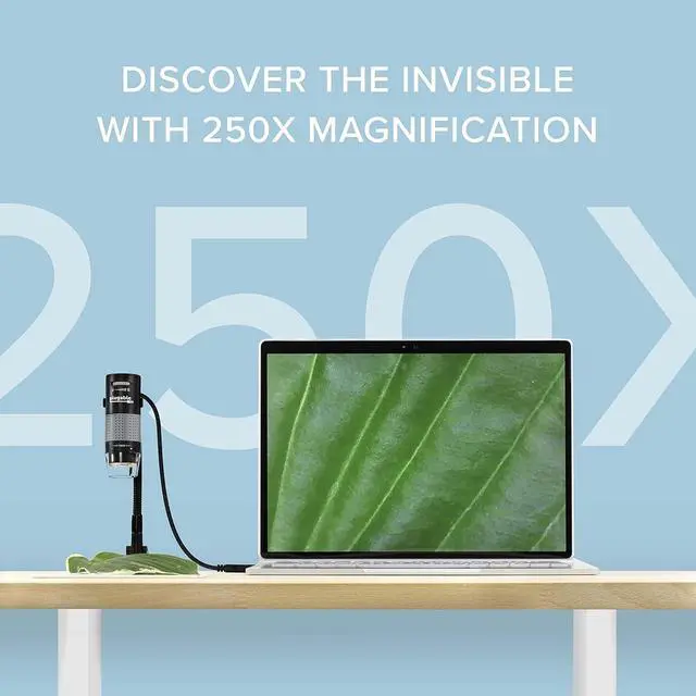 Alt view image 2 of 7 - Plugable USB Digital Microscope 250x, 2MP Micro Camera with Flexible Arm Stand - Handheld USB & USB-C Microscope, Windows, Mac, ChromeOS, Linux, Android, iPad Compatible