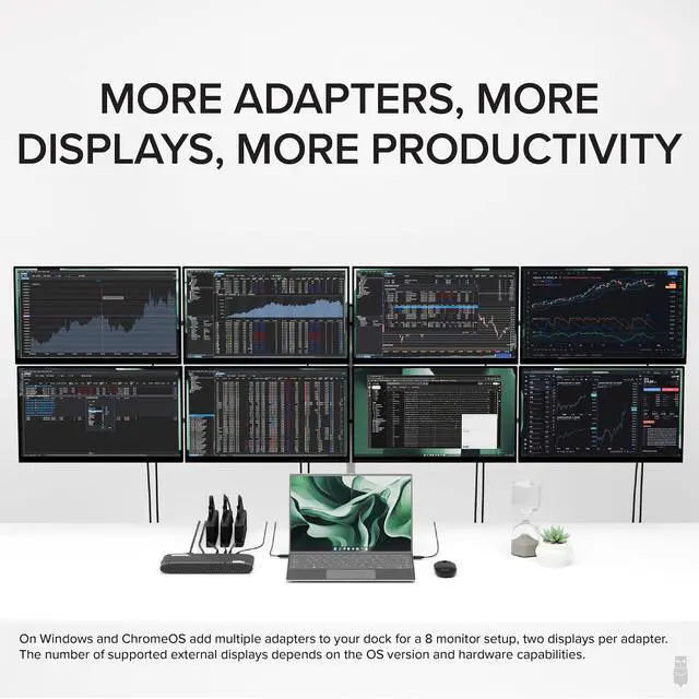 Alt view image 4 of 7 - Plugable 4K DisplayPort and HDMI Dual Monitor Adapter for USB 3.0 and USB-C, Compatible with Windows