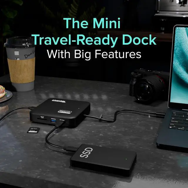 Alt view image 7 of 7 - Plugable 7-in-1 USB-C DisplayLink Dock Dual 4K 60Hz HDMI, USB-C & USB-A (10Gbps), SD Card, Gigabit Ethernet, 100W PD Charging Compatible with macOS & Windows, MacBook Dual Monitor Support