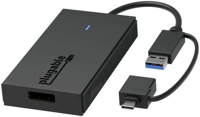 Main image of Plugable USB to DisplayPort Adapter - Connect via USB-C or USB 3.0 to Add a 2560x1440 Display Compatible with Mac M1/M2/M3/M4, Windows, and ChromeOS