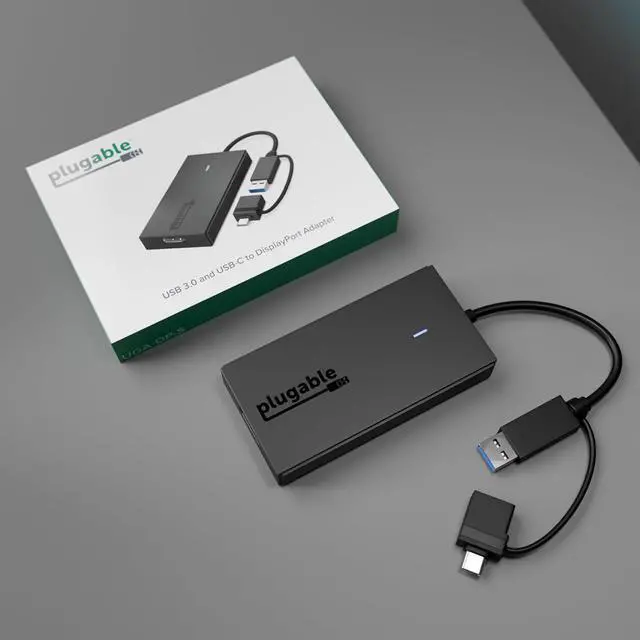 Alt view image 7 of 7 - Plugable USB to DisplayPort Adapter - Connect via USB-C or USB 3.0 to Add a 2560x1440 Display Compatible with Mac M1/M2/M3/M4, Windows, and ChromeOS