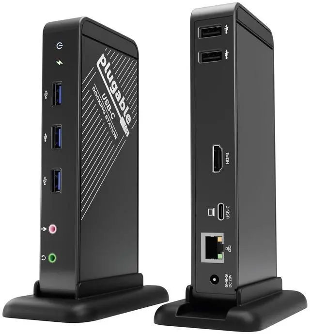 Main image of Plugable USB-C Dock with 4K HDMI and 60W Charging, Compatible with MacBook Neo, Thunderbolt 3/4, USB4, and USB-C macOS, Windows, and Chromebook, 1Gbps Ethernet, 3X USB 3.0, 2X USB 2.0, Driverless