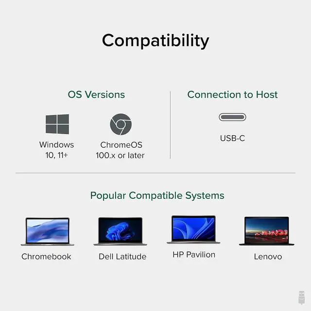 Alt view image 5 of 7 - Plugable 11-in-1 USB-C Hub, 100W USB-C Pass-Through, Laptop Docking Station Dual Monitor, 4K 60Hz HDMI, Compatible with Thunderbolt, Windows, Chromebooks, Displays Mirrored on Mac