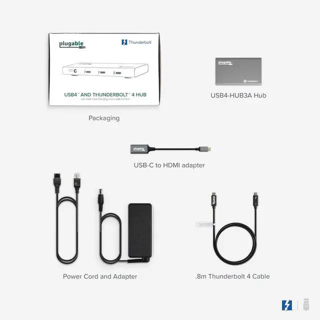 Alt view image 7 of 7 - Plugable 5-in-1 Thunderbolt 4 Hub,Single 8K or Dual 4K Display, 4K HDMI Adapter Included, Thunderbolt 4/3, USB4,USB-C Expansion for Modern Mac and Windows Systems, Driverless