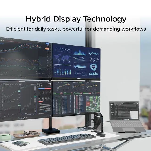 Alt view image 7 of 7 - Plugable 14-in-1 USB C Docking Station | 4X HDMI Quad Dock with 100W Charging, HDMI Displays | Compatible with Windows, Thunderbolt (4X USB, 1x USB-C, Ethernet, SD Card, Audio) UD-3900C4