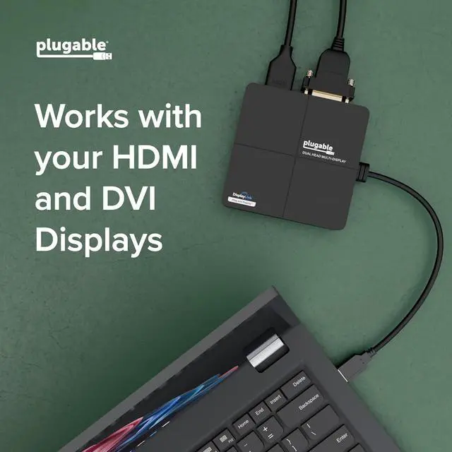 Alt view image 3 of 6 - Plugable USB 3.0 Laptop Docking Station Dual Monitor (HDMI & DVI/VGA), Gigabit Ethernet, Audio, USB Hub - Compatible with Windows & Mac