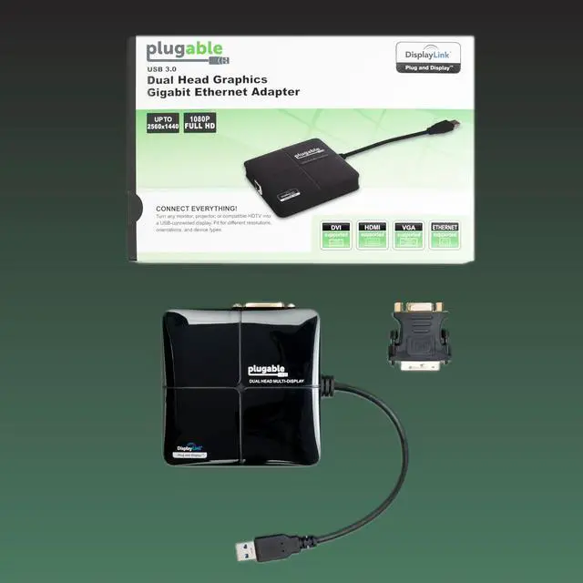 Alt view image 5 of 6 - Plugable USB 3.0 Laptop Docking Station Dual Monitor (HDMI & DVI/VGA), Gigabit Ethernet, Audio, USB Hub - Compatible with Windows & Mac