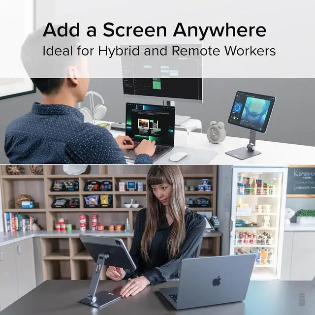 Alt view image 3 of 6 - Plugable Magnetic Tablet Holder for iPad Pro 11 (1st/2nd/3rd/4th Gen, M2) iPad Air 10.9/11 (4th/5th Gen, M2), MagSafe Compatible, Portable Foldable 360° Rotating Stand (AMS-STAND11)