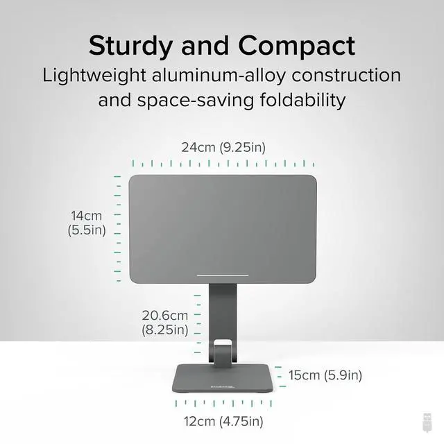 Alt view image 5 of 6 - Plugable Magnetic Tablet Holder for iPad Pro 11 (1st/2nd/3rd/4th Gen, M2) iPad Air 10.9/11 (4th/5th Gen, M2), MagSafe Compatible, Portable Foldable 360° Rotating Stand (AMS-STAND11)