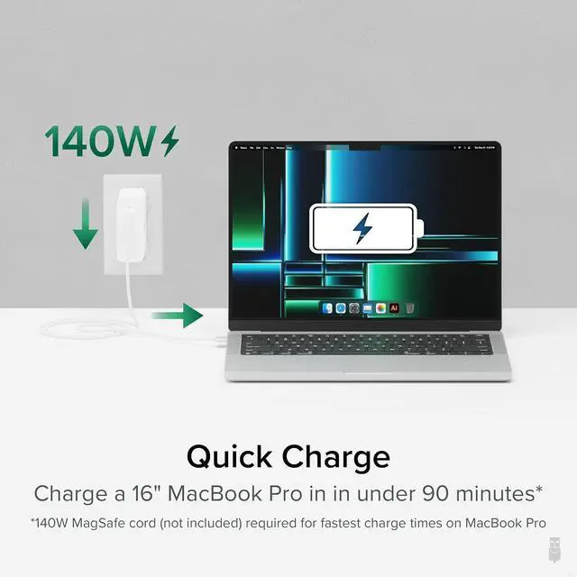Alt view image 7 of 7 - Plugable USB 3.0 and USB-C Dual 4K Display Docking Station with 140W Replacement Charger Bundle