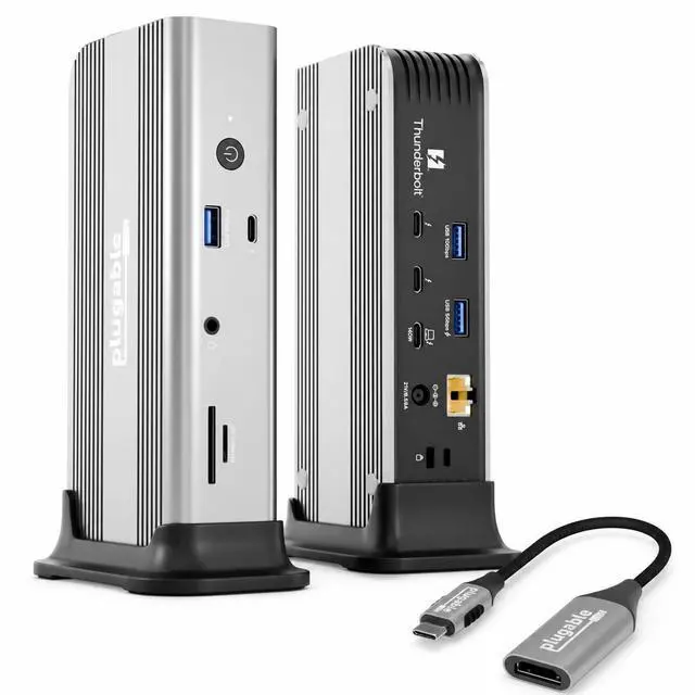 Main image of Plugable Thunderbolt 5 Docking Station Bundle with USB-C to HDMI 2.1 Adapter, 140W Charging, Dual 6K Mac, Dual 8K Windows, 80/120Gbps, 2.5GbE, Driverless