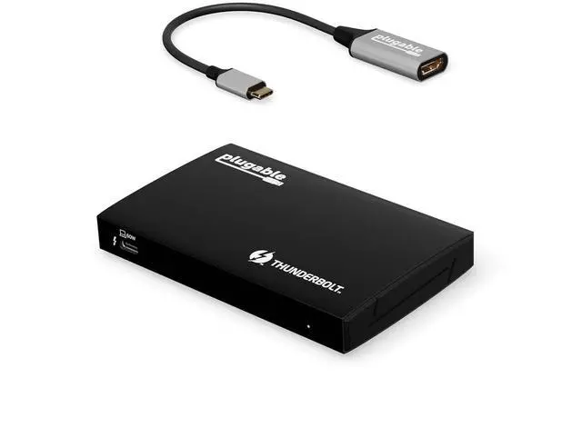 Main image of Plugable Thunderbolt 4 Hub Bundle with USB-C to 4K HDMI Adapter, 4-in-1 Hub Offers 60W Laptop Charging, Compatible with Mac, Windows Laptops, Thunderbolt 3 or 4, USB4 Device