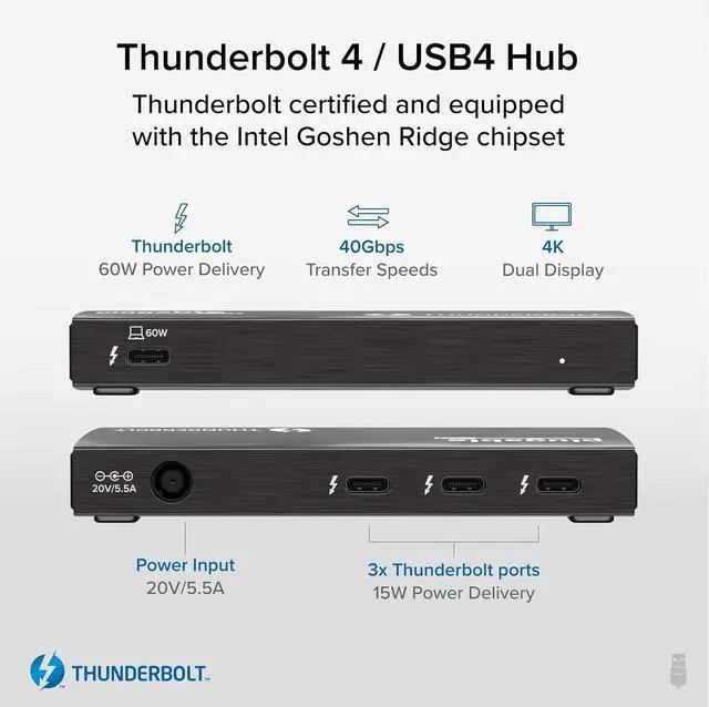 Alt view image 2 of 7 - Efficient Thunderbolt 4 Hub & Cable Bundle: Plugable 4-in-1 USB-C Hub with 4K HDMI Adapter, Laptop Charging, and Right Angle 240W EPR Charging Cable, 8K Display, Intel Certified,Mac/Windows Compatible