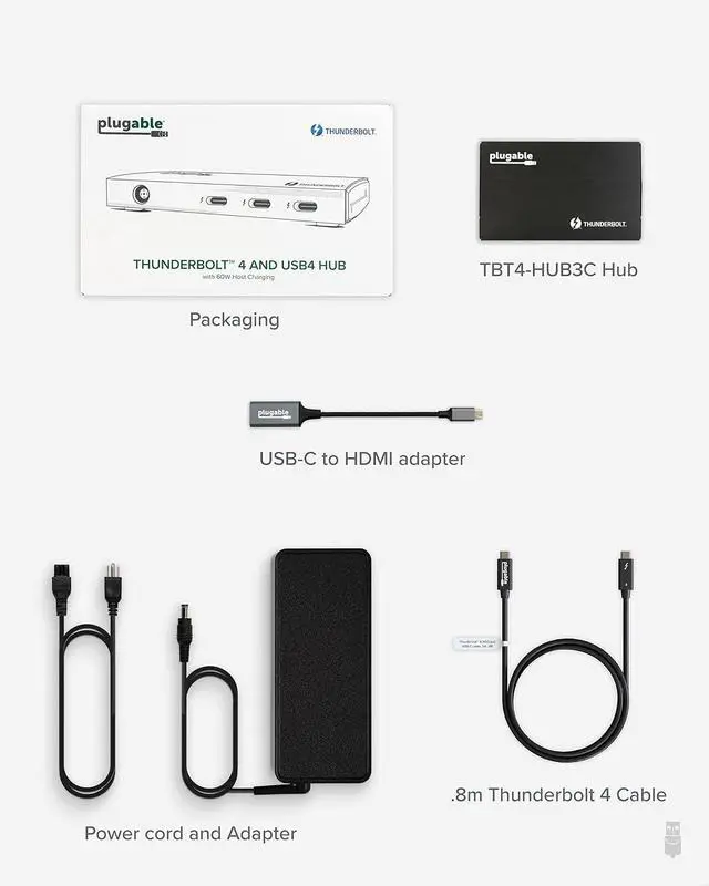 Alt view image 5 of 7 - Efficient Thunderbolt 4 Hub & Cable Bundle: Plugable 4-in-1 USB-C Hub with 4K HDMI Adapter, Laptop Charging, and Right Angle 240W EPR Charging Cable, 8K Display, Intel Certified,Mac/Windows Compatible