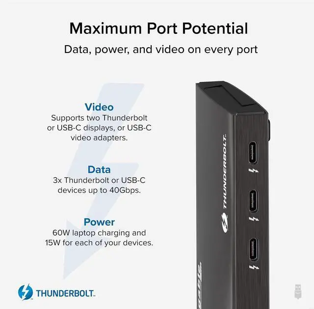 Alt view image 3 of 7 - Efficient Thunderbolt 4 Hub & Cable Bundle: Plugable 4-in-1 USB-C Hub with 4K HDMI Adapter, Laptop Charging, and Right Angle 240W EPR Charging Cable, 8K Display, Intel Certified,Mac/Windows Compatible