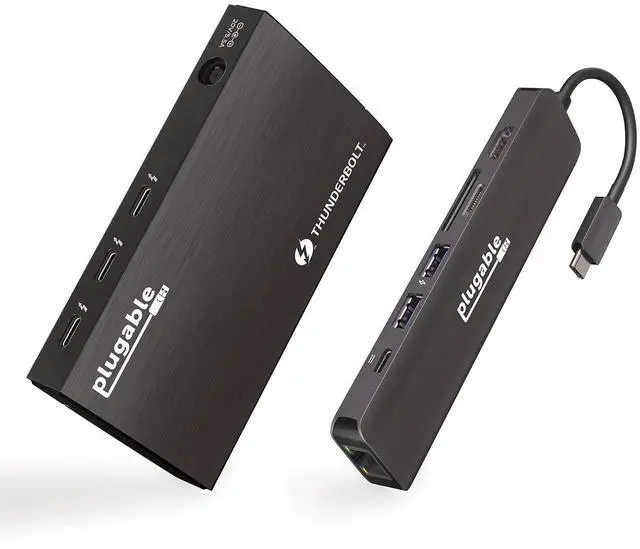 Main image of Plugable Thunderbolt 4 Hub Bundle Includes USB-C to 4K HDMI Adapter and 7-in-1 Multiport Adapter with Ethernet, 60W Charging, Compatible with Mac, Windows Laptops, Thunderbolt 3 or 4, USB4 Devices
