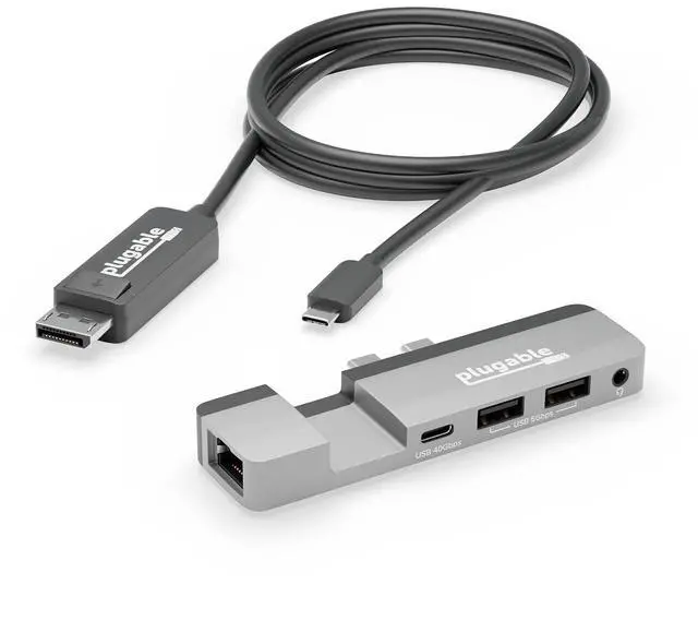 Alt view image 2 of 7 - Plugable 5-in-1 USB C Hub Multiport Adapter with USB C to DisplayPort Cable Bundle