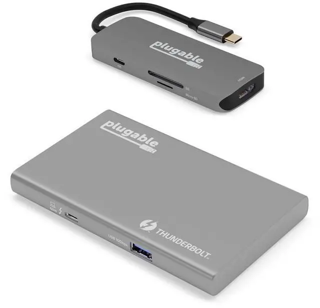 Main image of Plugable USB4 Hub Bundle Includes USB-C to 4K HDMI Adapter and 7-in-1 Multiport Adapter, Single 8K or Dual 4K Display, 60W Charging, Compatible with Thunderbolt 4/3 Macs and Thunderbolt 4 Windows