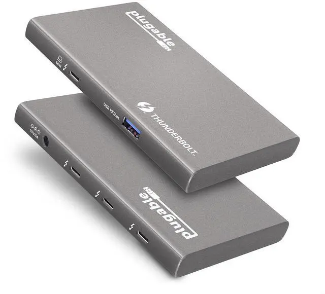 Alt view image 2 of 7 - Plugable USB4 Hub Bundle with 2X USB-C to 4K HDMI Adapters, 5-in-1 Hub Offers 60W Charging, Single 8K or Dual 4K Display, Compatible with Thunderbolt 4/3 Macs and Thunderbolt 4 Windows