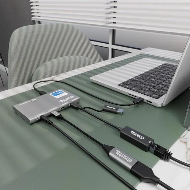 Alt view image 2 of 7 - 2.5G Ethernet & USB4 Hub Bundle: Plugable USB-C to 2.5Gbps LAN Adapter + 5-in-1 Thunderbolt 4/USB4 Hub with HDMI Adapter | USB-C/USB-A, Dual 4K/8K Display, 40Gbps, macOS/Windows