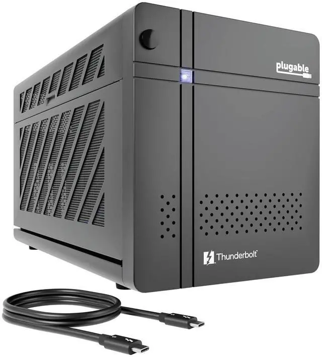Main image of Plugable Thunderbolt 5 AI eGPU Enclosure & Dock: 80Gbps, 850W PSU Included, TAA Compliant for Windows 11, NVIDIA and AMD Cards (96W Power Delivery, 2.5Gbps Ethernet, 850W PSU, USB Hub) TBT5-AI