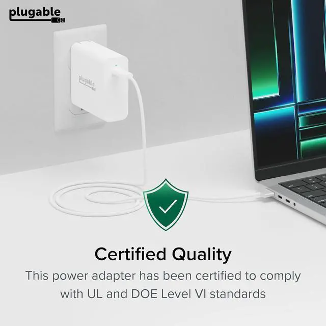 Alt view image 6 of 7 - Plugable 140W USB C Charger, GaN Wall Charger for Laptop, PD 3.1 (EPR) Power Adapter, Compatible with MacBook Pro, MacBook Air iPad Pro, Surface and USB-C Devices