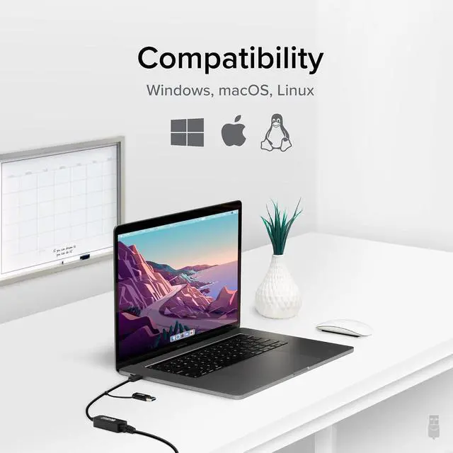 Alt view image 5 of 7 - 2.5G Ethernet & USB Expansion Bundle: Plugable USB-C to 2.5Gbps Ethernet Adapter + 7-Port USB Hub with 60W Power Adapter | USB-C/USB-A, Fast LAN, High-Speed Data, macOS/Windows/Linux