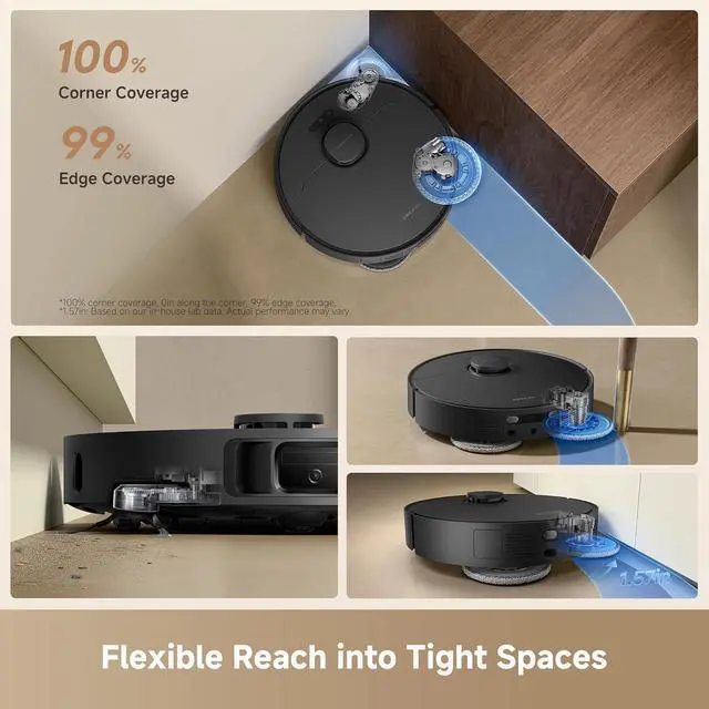 Alt view image 3 of 7 - DREAME L40 Ultra Gen 2 Robot Vacuum and Mop with 25,000Pa Suction, Extendable Side Brush and Mop, All-in-One Self-Emptying & Cleaning Dock, Voice & App Control, Black