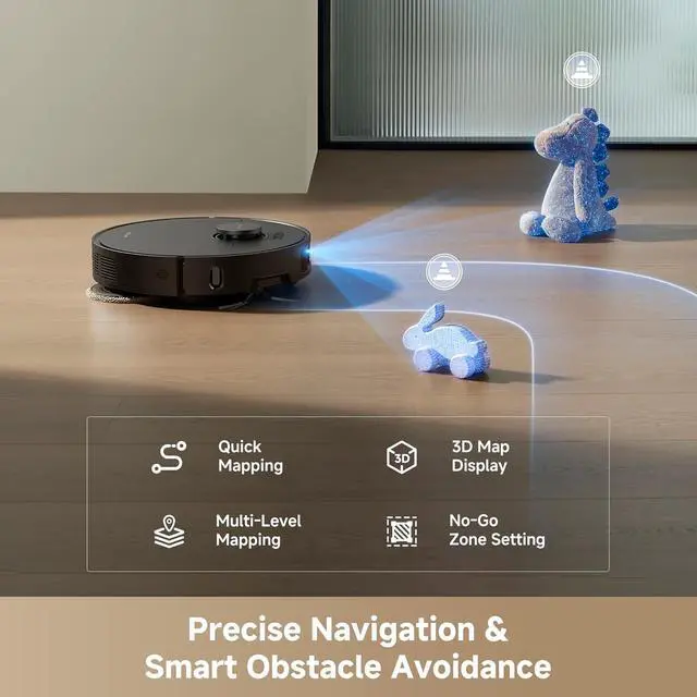 Alt view image 7 of 7 - DREAME L40 Ultra Gen 2 Robot Vacuum and Mop with 25,000Pa Suction, Extendable Side Brush and Mop, All-in-One Self-Emptying & Cleaning Dock, Voice & App Control, Black