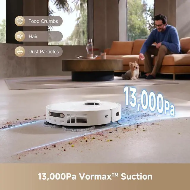 Alt view image 2 of 7 - DREAME L40s Ultra CE Robot Vacuum and Mop Combo with Self-Emptying Dock, 13,000Pa Suction, Mop Self-Cleaning and Auto-Raising, Ultrasonic Carpet Sensing, Ideal for Pet Hair, Carpet and Hard Floors