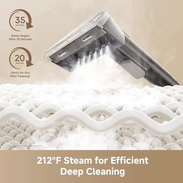 Alt view image 3 of 7 - DREAME N20 Steam Carpet Cleaner Machine with Steam & Hot Water Wash, Portable Upholstery Cleaner with Self Cleaning, 17Kpa Suction, Perfect for Pet, Car, Auto, Carpet, Rug, Auto-Mix Solution
