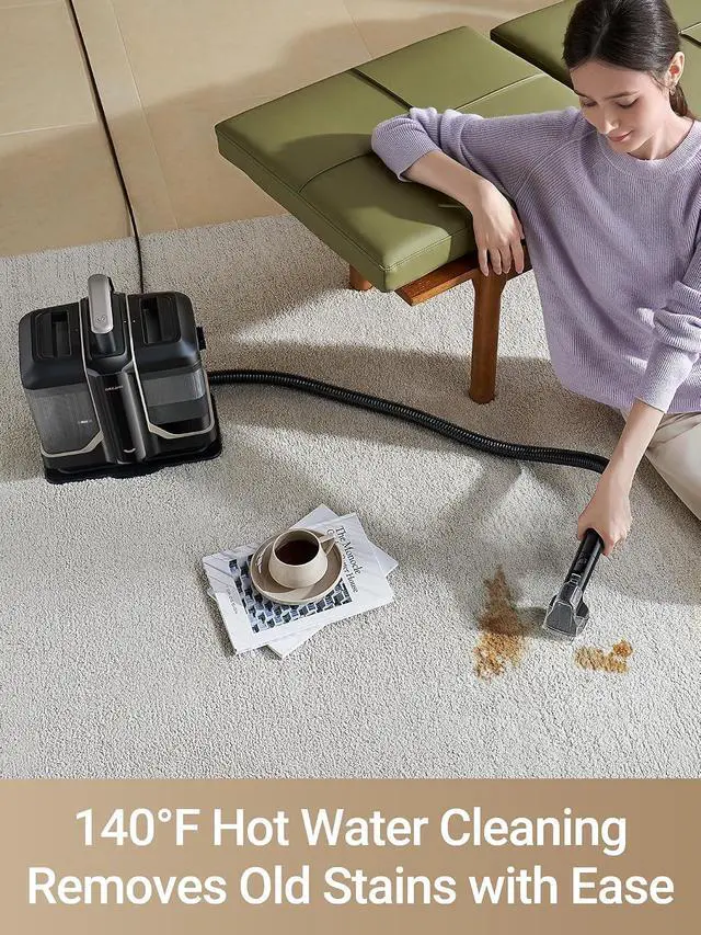 Alt view image 6 of 7 - DREAME N10 Carpet Cleaner Machine, Portable Upholstery Spot Cleaner with Hot Water Cleaning, 12Kpa Powerful Suction with Versatile Tools for Pets, Carpet, Area Rugs, Coach and Car, Self-Cleaning