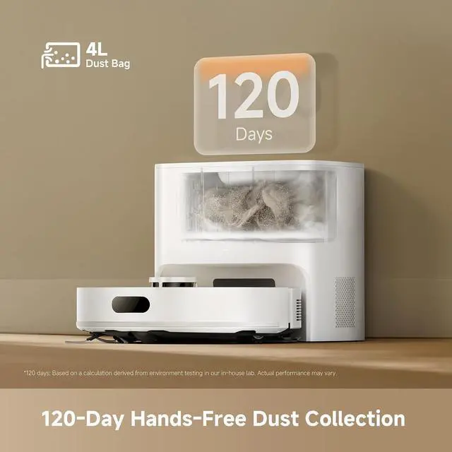 Alt view image 2 of 7 - DREAME D20 Air Plus Robot Vac and Mop Combo with 20,000Pa Suction, Anti-Tangling Tech, Auto-Emptying Dock, Deep Carpet Cleaning and Smart Navigation White