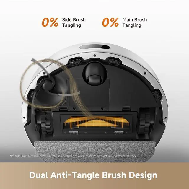Alt view image 5 of 7 - DREAME D20 Air Plus Robot Vac and Mop Combo with 20,000Pa Suction, Anti-Tangling Tech, Auto-Emptying Dock, Deep Carpet Cleaning and Smart Navigation White