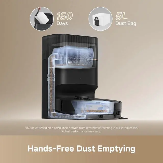 Alt view image 2 of 7 - DREAME D20 Pro Plus Robot Vacuum, 13,000Pa Suction, DuoBrush for Pet Hair, Corner Cleaning, Self Emptying, LDS Navigation Laser Avoidance, Vacuum Mop, Hard Floors&Carpets (Black)