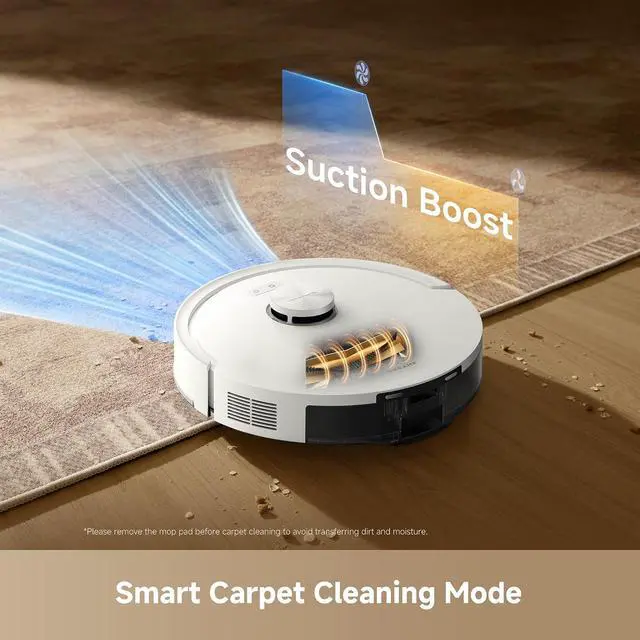 Alt view image 7 of 7 - DREAME D20 Air Plus Robot Vac and Mop Combo with 20,000Pa Suction, Anti-Tangling Tech, Auto-Emptying Dock, Deep Carpet Cleaning and Smart Navigation White