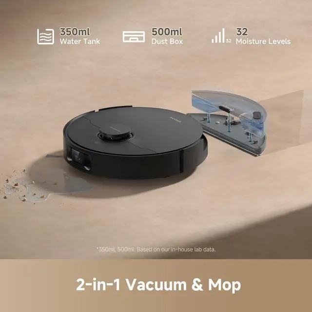 Alt view image 6 of 7 - DREAME D20 Pro Plus Robot Vacuum, 13,000Pa Suction, DuoBrush for Pet Hair, Corner Cleaning, Self Emptying, LDS Navigation Laser Avoidance, Vacuum Mop, Hard Floors&Carpets (Black)
