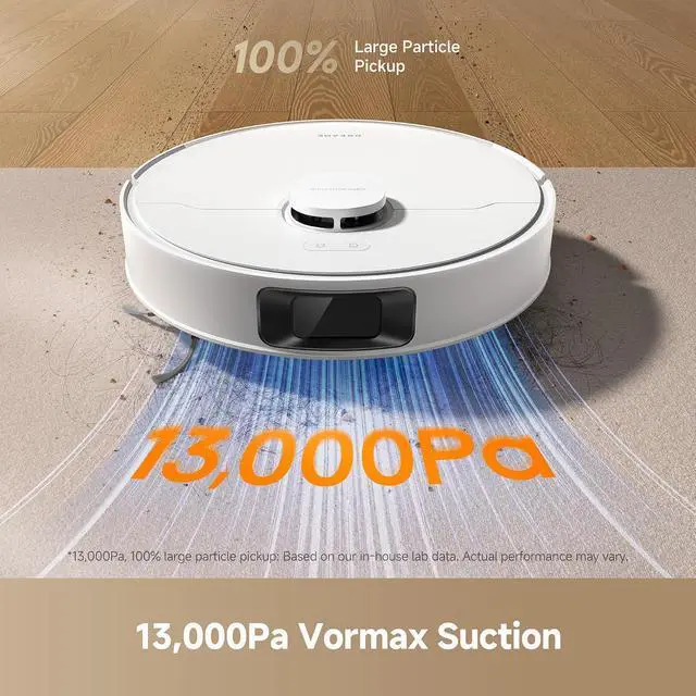 Alt view image 2 of 7 - DREAME D20 Plus Robot Vacuum and Mop, 13,000Pa Suction, Self-Emptying with 5L Dust Bag, DuoBrush for Pet Hair, LDS Mapping, App & Voice Control, 5200mAh Battery, Ideal for Hard Floors & Carpets
