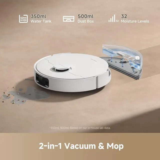 Alt view image 6 of 7 - DREAME D20 Plus Robot Vacuum and Mop, 13,000Pa Suction, Self-Emptying with 5L Dust Bag, DuoBrush for Pet Hair, LDS Mapping, App & Voice Control, 5200mAh Battery, Ideal for Hard Floors & Carpets