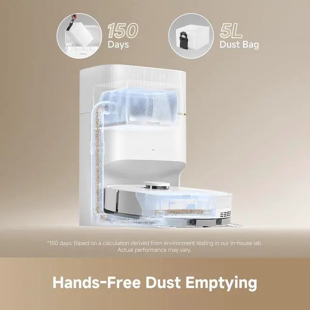 Alt view image 3 of 7 - DREAME D20 Pro Plus Robot Vacuum, 13,000Pa Suction, DuoBrush for Pet Hair, Corner Cleaning, Self Emptying, LDS Navigation Laser Avoidance, Vacuum Mop, Hard Floors&Carpets, 5,200mAh Battery White
